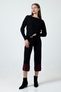 Cashmere blend crew-neck cropped sweater black