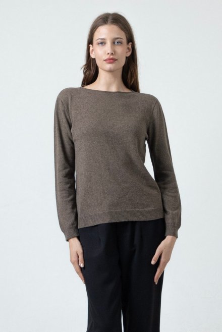 Basic sweater with cashmere taupe