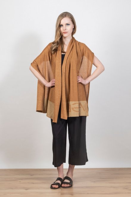 Lurex Aggel logo knitted wrap summer camel-tan gold