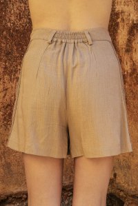 Linen blend shorts with knitted details camel