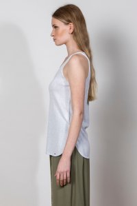 Lurex v-neck sleevless basic top white