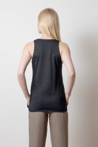 Lurex v-neck sleevless basic top black