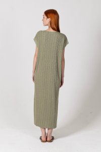 Lurex v-neck midi knitted dress khaki