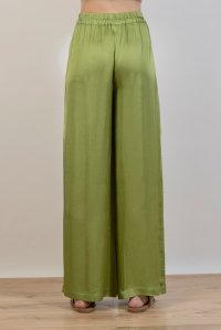 Satin basic pants bright green