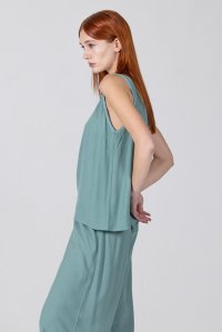 Crepe marocaine basic top with knitted details teal