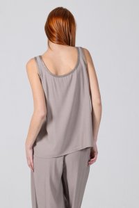 Crepe marocaine basic top with knitted details elephant
