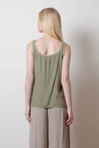 Crepe marocaine basic top with knitted details khaki