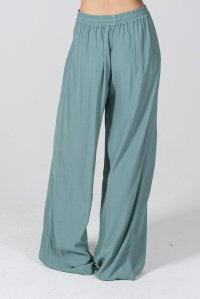 Crepe marocaine wide leg pants with knitted details teal