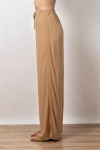 Crepe marocaine wide leg pants with knitted details dark beige