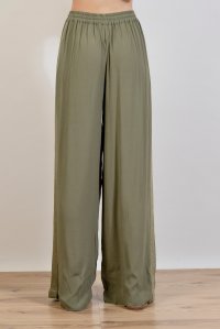 Crepe marocaine wide leg pants with knitted details khaki