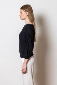 Βαμβακερή μπλούζα με φουσκωτά μανίκια black