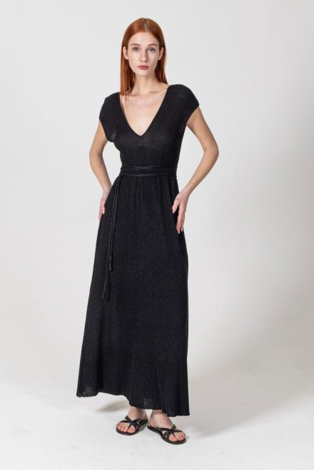 Lurex sleeveless maxi dress black