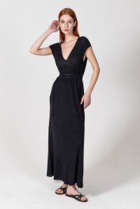 Lurex sleeveless maxi dress black