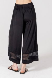 Jersey cropped pants with knitted details black