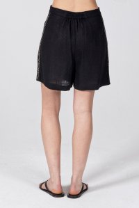 Linen blend shorts with knitted details black
