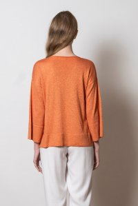 Lurex μπλούζα με v-λαιμό orange