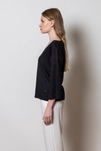 Lurex v-neck blouse black