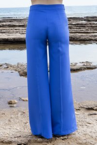 Ελαστικό παντελόνι με φαρδιά παντζάκια royal blue