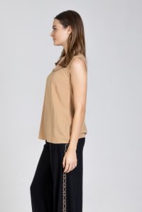 Crepe marocaine basic top with knitted details camel