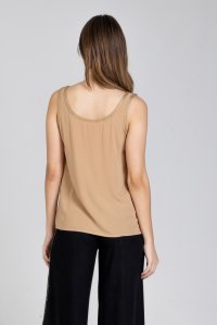 Crepe marocaine basic top with knitted details camel