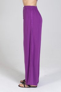 Κρεπ μαροκέν παντελόνι σε φαρδιά γραμμή με πλεκτές λεπτομέριες hyacinth violet