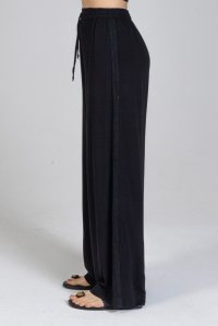 Κρεπ μαροκέν παντελόνι σε φαρδιά γραμμή με πλεκτές λεπτομέριες black