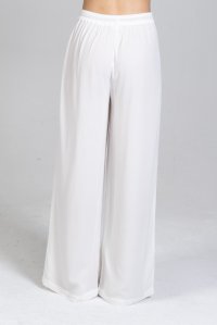Crepe marocaine wide leg pants with knitted details ivory