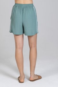 Crepe marocaine shorts with knitted details teal