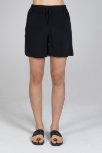 Crepe marocaine shorts with knitted details black
