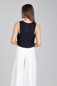 Tencel crop top with knitted details black