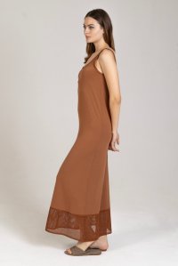 Jersey dress with knitted details terracotta