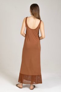 Jersey dress with knitted details terracotta
