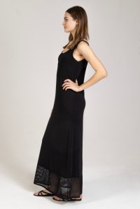 Jersey dress with knitted details black