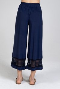 Jersey cropped pants with knitted details navy