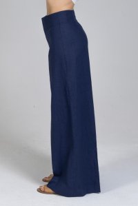 Linen extra-flare pants navy