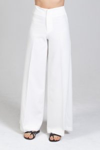 Stretch extra-flare pants ivory