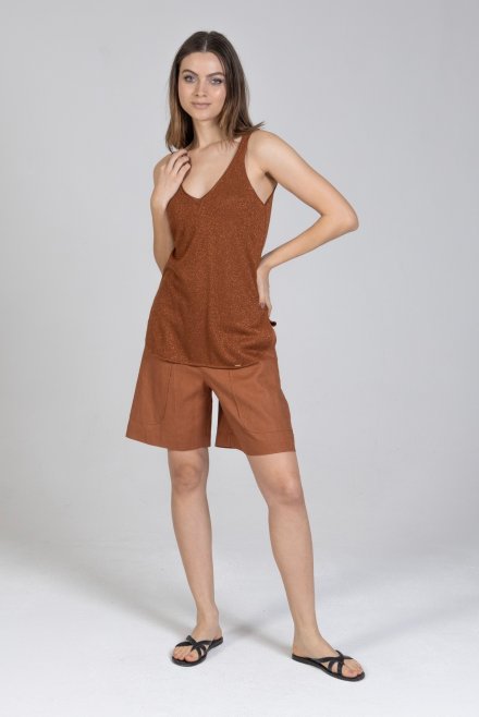 Linen shorts terracotta