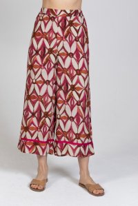 Βισκόζ εμπριμέ παντελόνι με πλεκτές λεπτομέριες multicolored fuchsia
