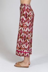 Βισκόζ εμπριμέ παντελόνι με πλεκτές λεπτομέριες multicolored fuchsia