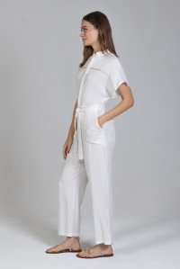 Tencel jumpsuit with knitted details white