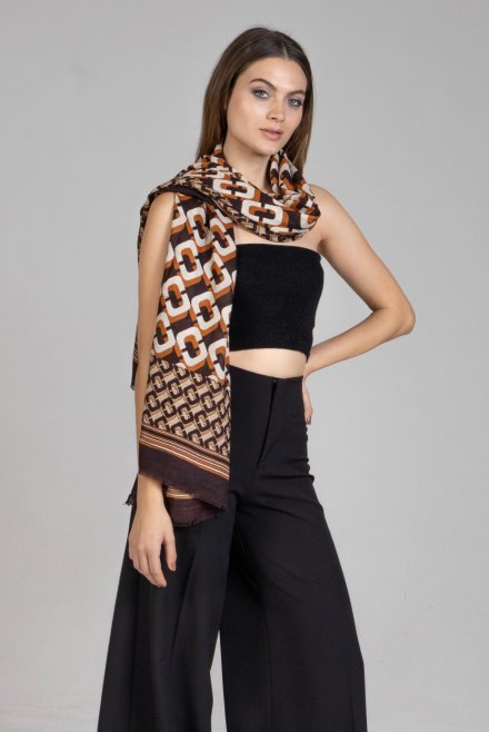 Multicolored wrap with chain pattern brown multicolored
