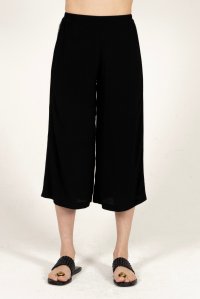 Κρεπ μαροκέν κοντό παντελόνι με πλεκτές λεπτομέρειες black