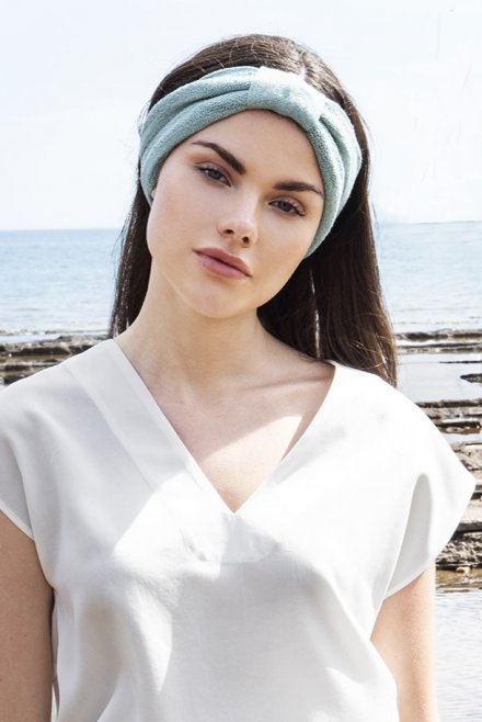 Lurex knitted head band teal
