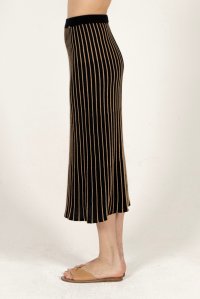 Cotton-lurex stiped skirt black -tan gold