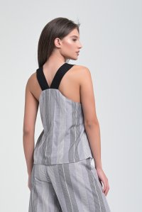 Striped top with knitted details grey-silver