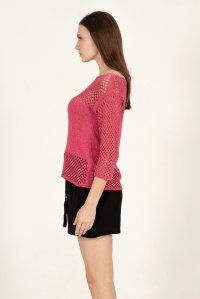 Metallic open-knit sweater fuchsia