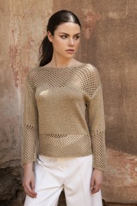 Metallic open-knit sweater gold