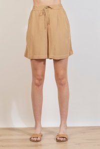 Crepe marocaine shorts with knitted details dark beige