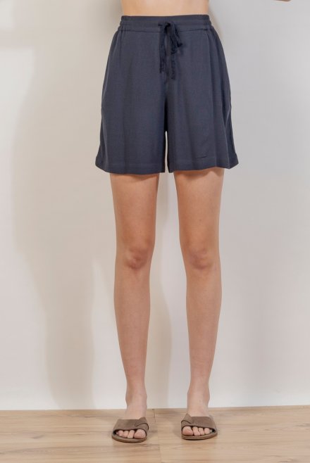 Crepe marocaine shorts with knitted details navy