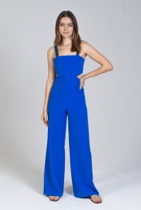 Stretch cut-out jumpsuit with knitted details royal blue